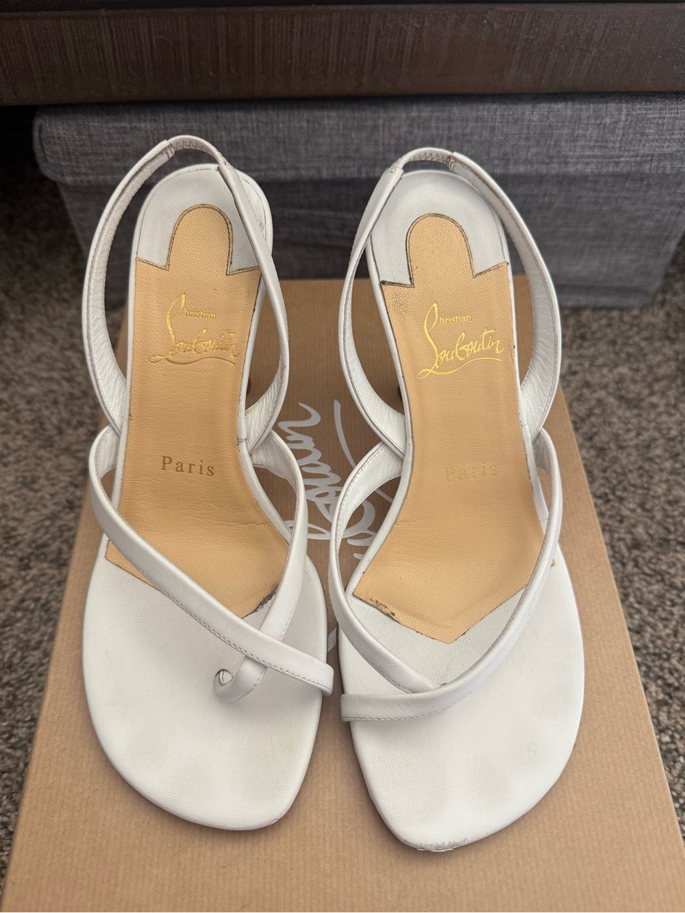 Christian Louboutin White Taralita 85 KID Sandal